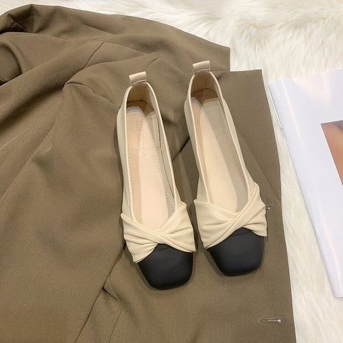 Damen Ballerinas mit modernem Knotendesign und kontrastierender Sohle R&B
