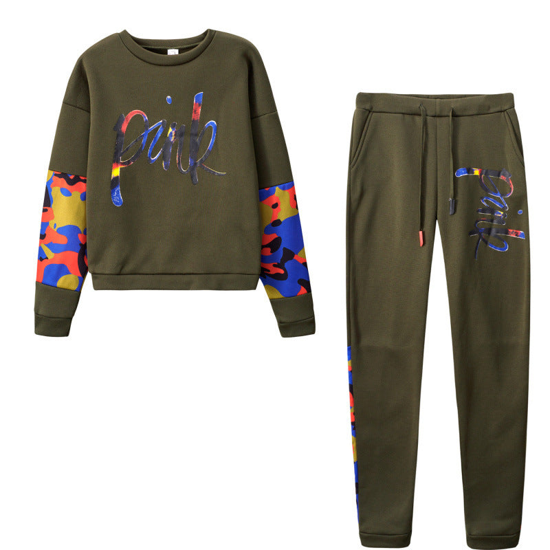 Damen Sportliches Sweatshirt-Set mit bunten Camouflage-Details und komfortablem Schnitt R&B