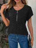 Frauen Rippentaschen Zip-Up Top R&B
