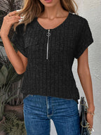 Frauen Rippentaschen Zip-Up Top R&B