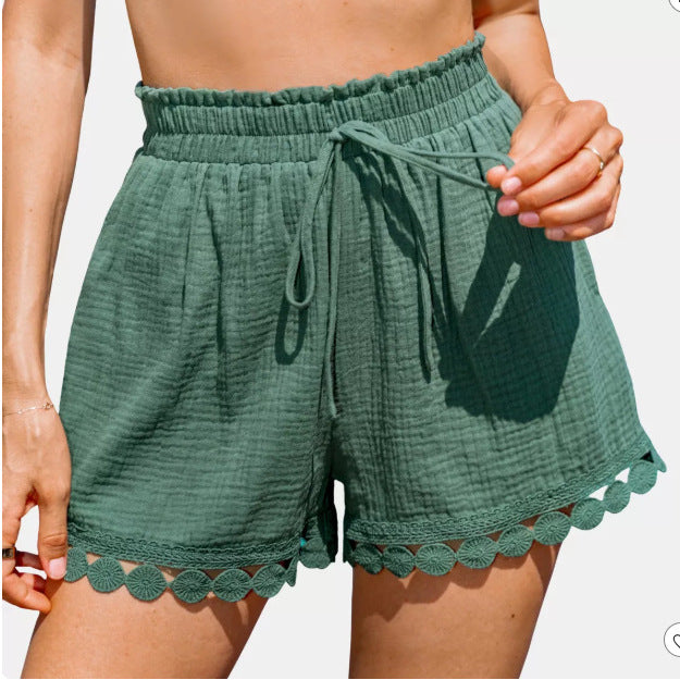 Damen Sommerliche Shorts mit Spitzenbesatz R&B
