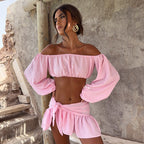 Damen Off-Shoulder Top und Rock Set R&B