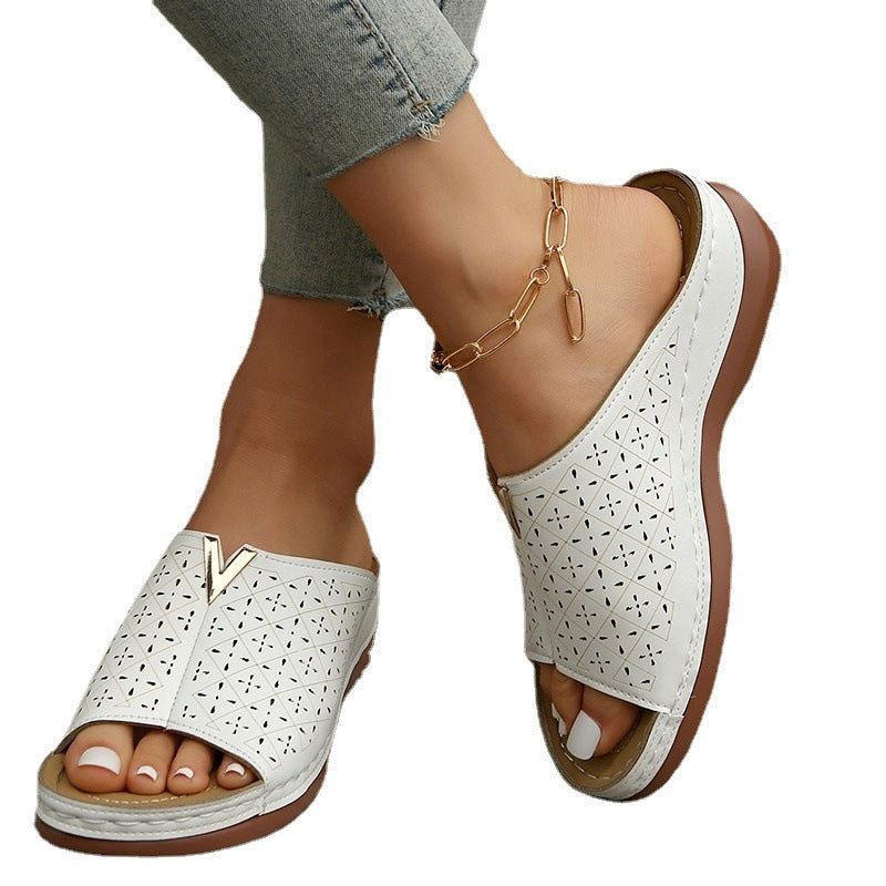 Damen Komfortable Clogs mit floralem Cut-Out-Design und rutschfester Sohle R&B
