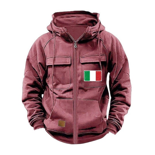 Herren modische Kapuzenjacke mit praktischen Taschen und verstellbarem Kragen R&B