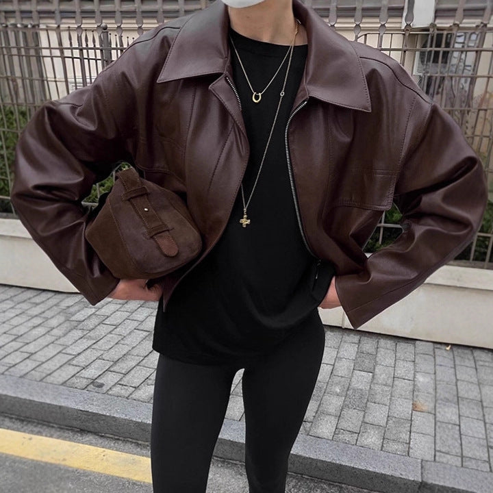 Damen cropped jacke mit robustem Kragen und praktischen Taschen R&B