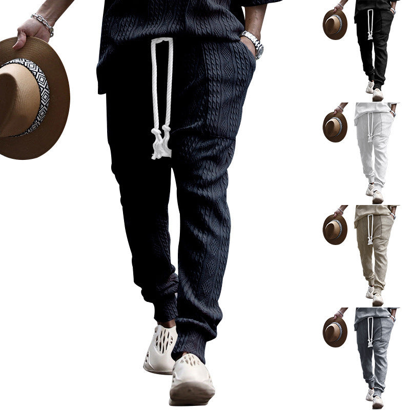 Herren gestricktes Freizeit-set mit elastischem Bund und lässigem Design R&B