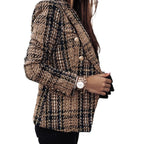 Damen Modischer Tweed-Blazer mit doppelter Knopfleiste und strukturiertem GewR&Be R&B