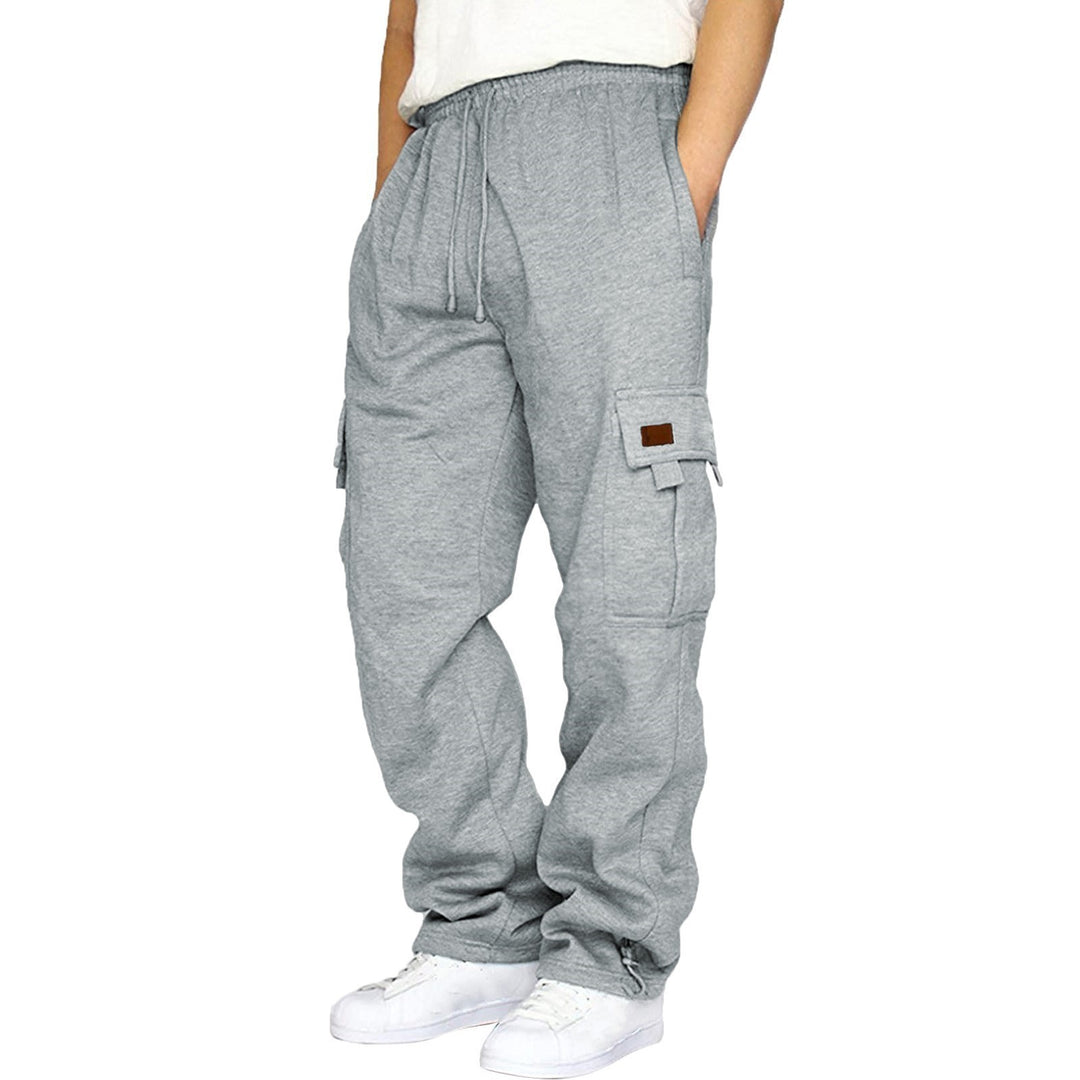 Herren nan konisch zulaufende Sweat-Cargohose mit elastischem Bund, Kordelzug und Klappentaschen R&B