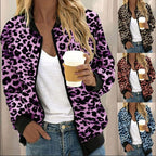 Damen sportliche Leopardenmuster Bomberjacke R&B