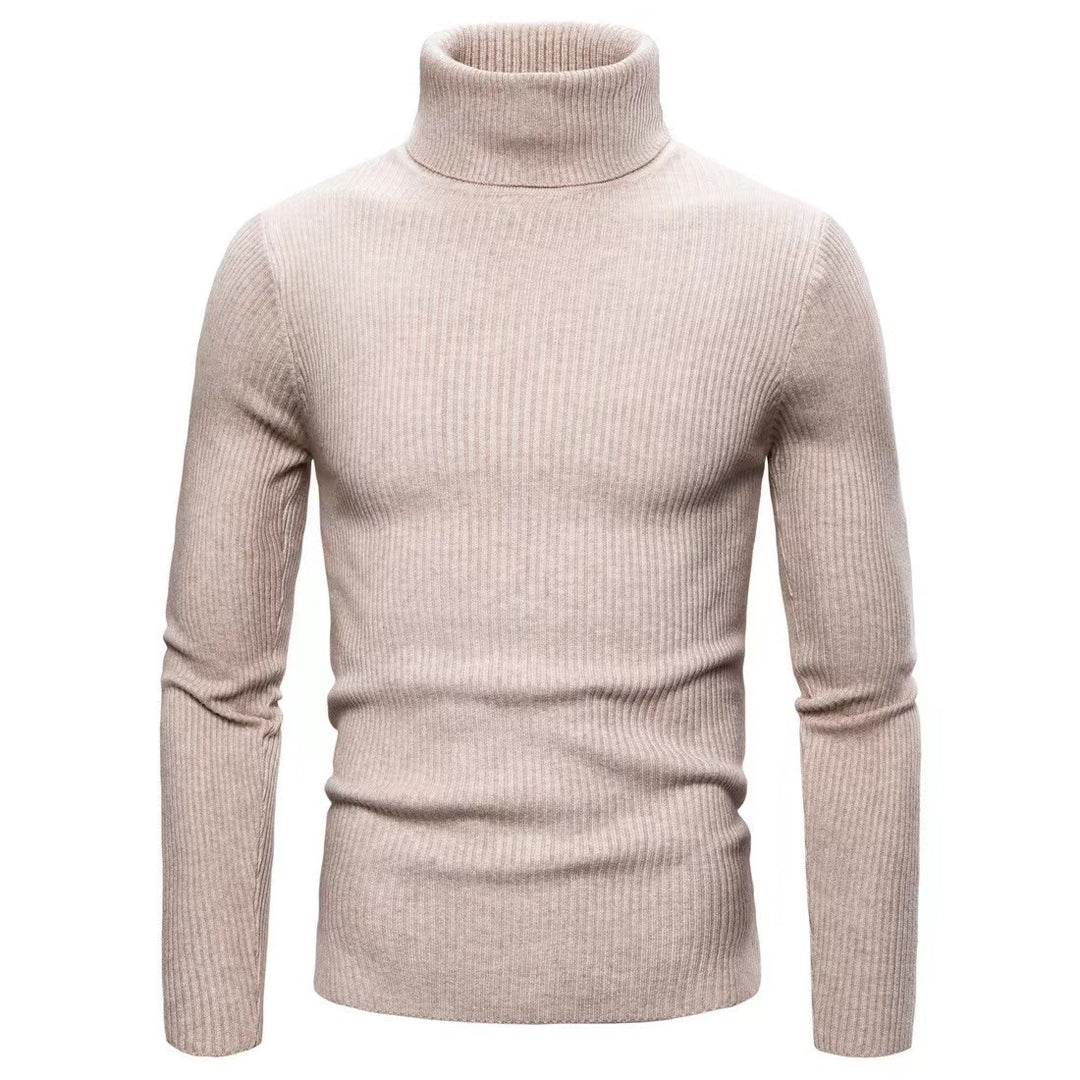 Herren modischer Rollkragenpullover mit feiner Rippstruktur R&B