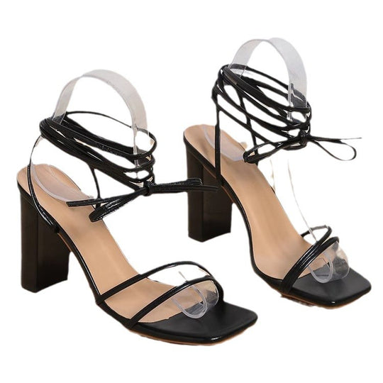 Damen elegante Riemchen-Sandalen mit blockartigem Absatz R&B