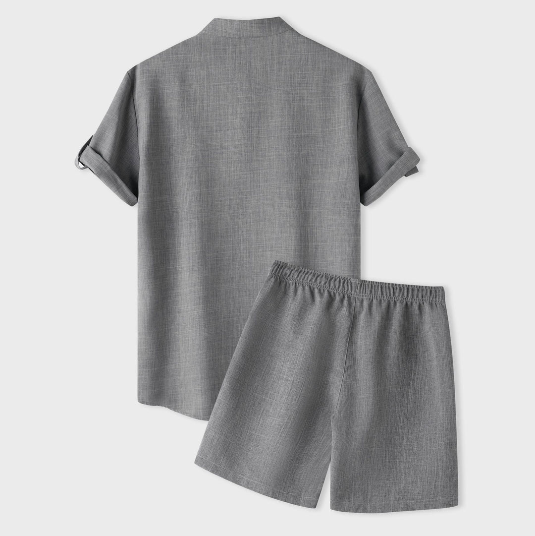 Damen Kurzarm Pyjama-Set aus atmungsaktivem Stoff mit elastischem Bund R&B