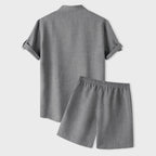 Damen Kurzarm Pyjama-Set aus atmungsaktivem Stoff mit elastischem Bund