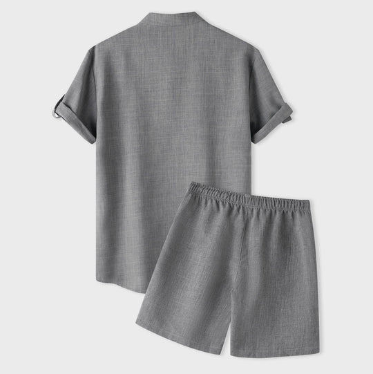 Damen Kurzarm Pyjama-Set aus atmungsaktivem Stoff mit elastischem Bund R&B
