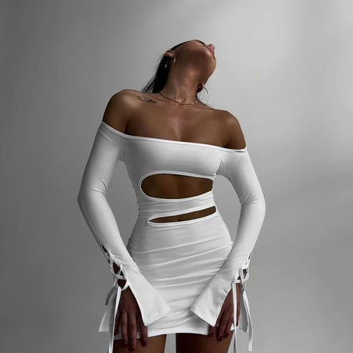 Damen Figurbetontes Kleid mit Cut-Outs und weitem Arm R&B