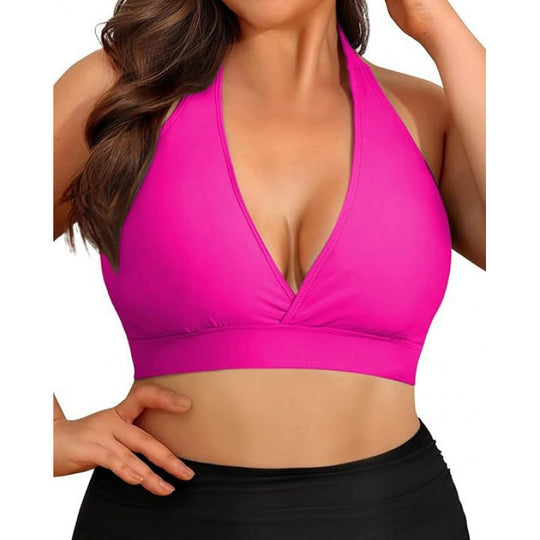 Damen Triangel-Bikini-Oberteil mit tiefem V-Ausschnitt und verstellbaren Trägern R&B