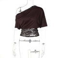 Damen Off-Shoulder Bluse mit Spitzenbund R&B