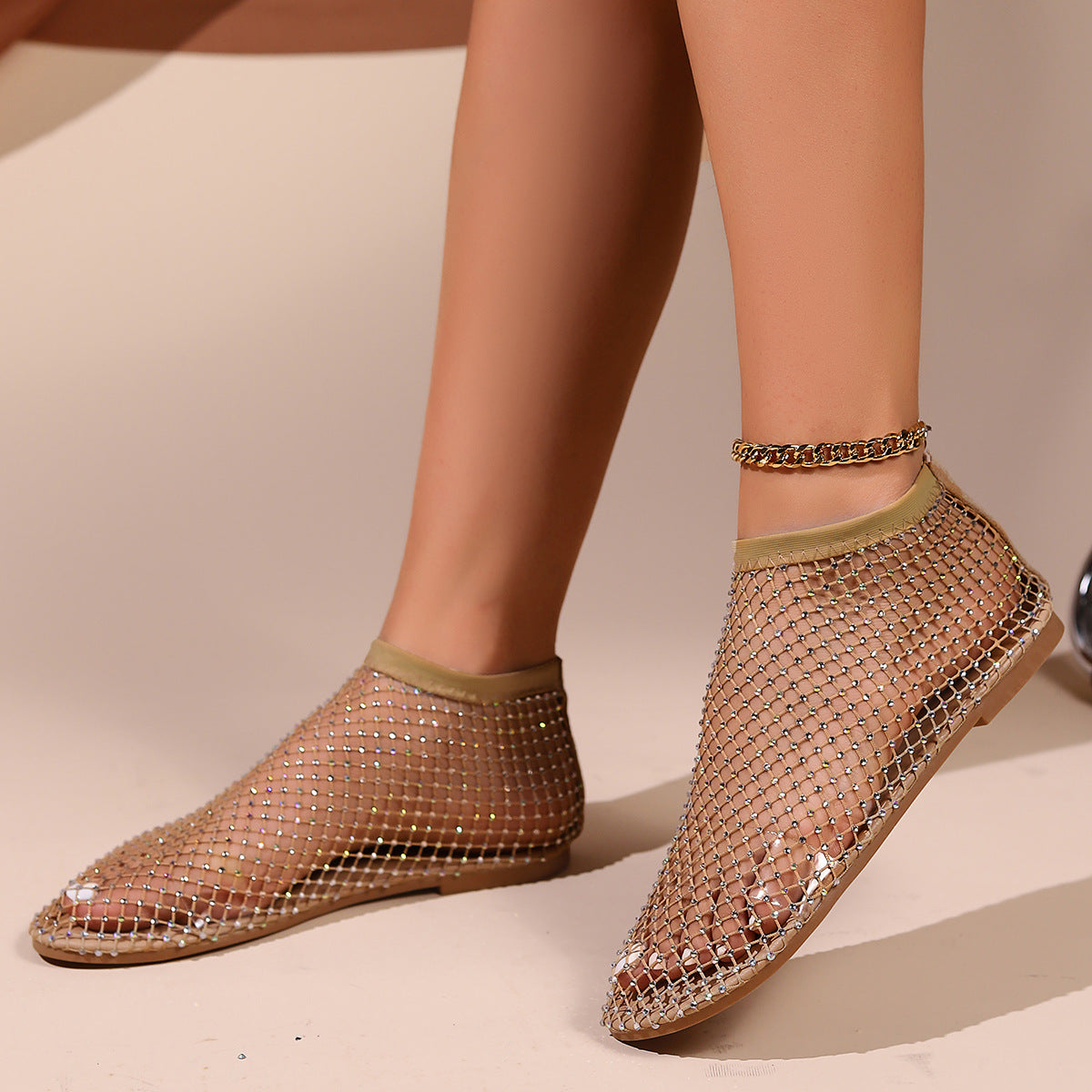 Damen modische Netz-Slippers mit funkelnden Strassapplikationen R&B