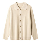 Damen Gemusterte Strickjacke mit Kragen und Knopfleiste R&B