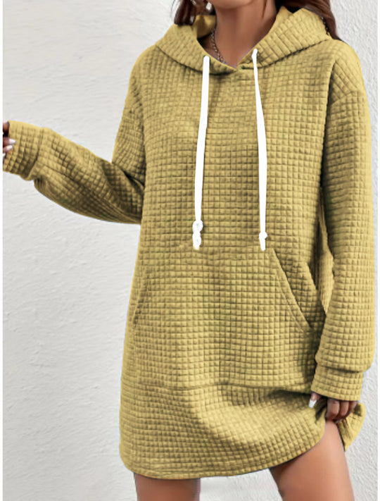 Damen Hoodie-Kleid mit praktischem Kängurutasche und modernem Strickdesign R&B
