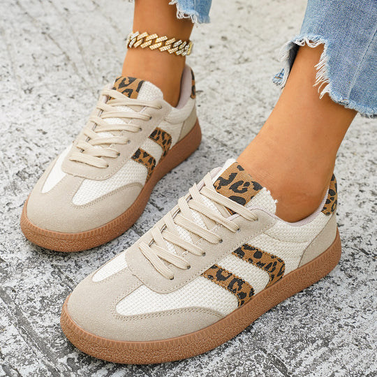 Damen Sportliche Sneakers mit Leoprint-Design und atmungsaktiver Oberflächenstruktur R&B