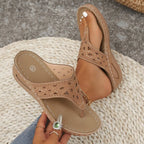 Damen Komfortable Zehentrenner-Sandalen mit floralem Schnitt R&B