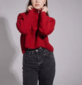 Damen Pullover mit hohem Kragen und Zip