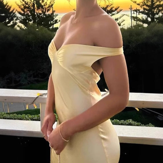 Damen Elegantes schulterfreies Maxikleid mit figurschmeichelndem Schnitt R&B