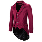 Herren eleganter Steampunk-Sakko mit asymmetrischem Schnitt und edlen Details R&B