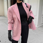 Damen Eleganter Oversized Blazer aus feinem Wildlederimitat R&B