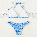 Damen Triangel-Bikini mit floralem Design und hohem Beinausschnitt R&B