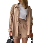 Damen lässiges Oversize-Hemd mit kurzem Schnitt und praktischen Taschen R&B