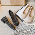 Damen elegante Ballerinas mit modischem Tweed-Obermaterial und komfortablem Fußbett R&B