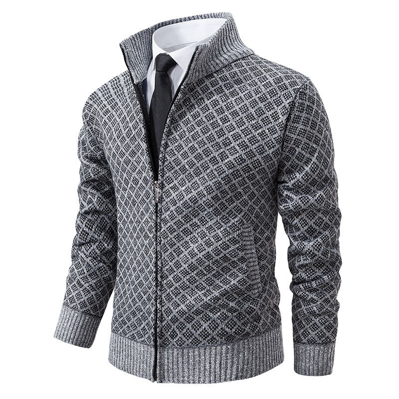 Herren moderner Strickjacke mit floralem Zopfdesign R&B