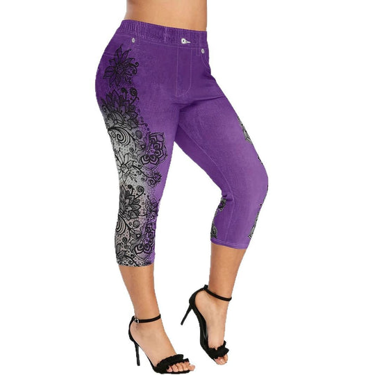 Damen Leggings mit floralem Druck und elastischem Bund R&B