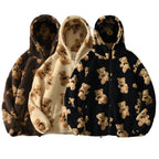 Damen Teddy-Fleecejacke mit Kapuze und großen Taschen