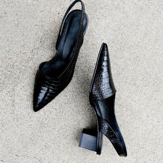 Damen elegante Slingback-Pumps mit modischem Krokopattern R&B