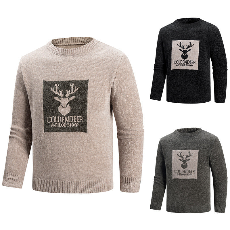 Herren Rundhalspullover mit kreativem Grafikdesign