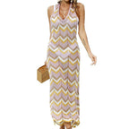 Damen Häkel-Maxikleid mit Chevron-Muster R&B