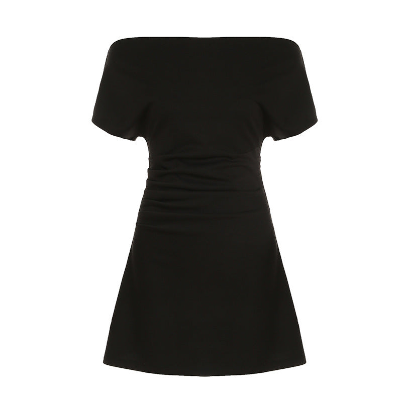 Damen Elegantes Kleid mit asymmetrischem Ausschnitt und Raffung R&B