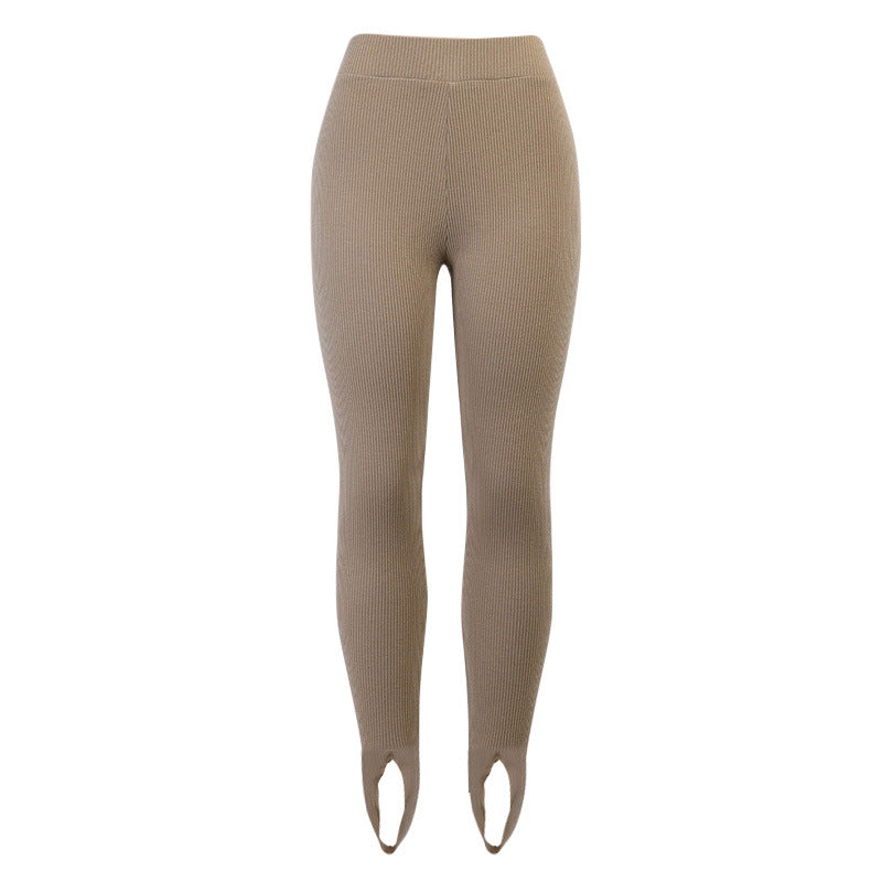 Damen Leggings mit strukturiertem Rippdesign und hohem Bund R&B