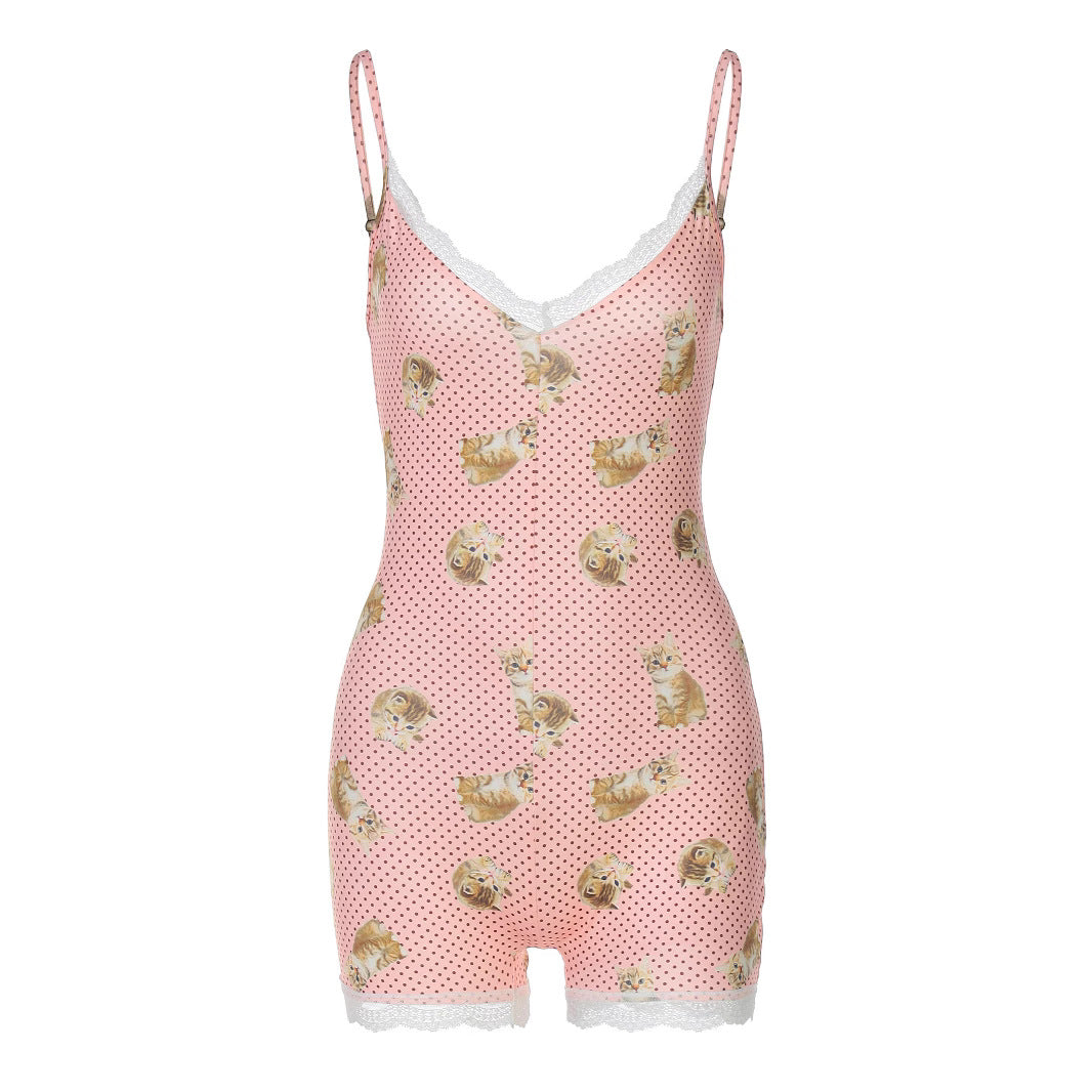Damen sexy Overall mit Leopardenmuster R&B