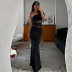 Damen Elegantes Maxikleid mit asymmetrischem Oberteil und Raffungen R&B