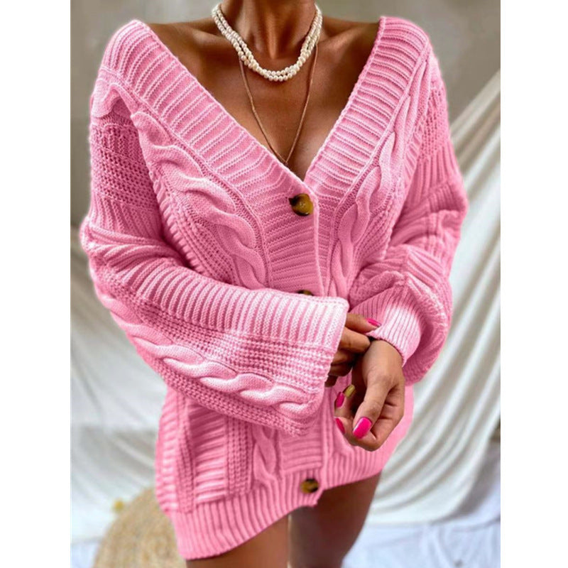 Damen kuscheliger Strickcardigan mit Knöpfen R&B