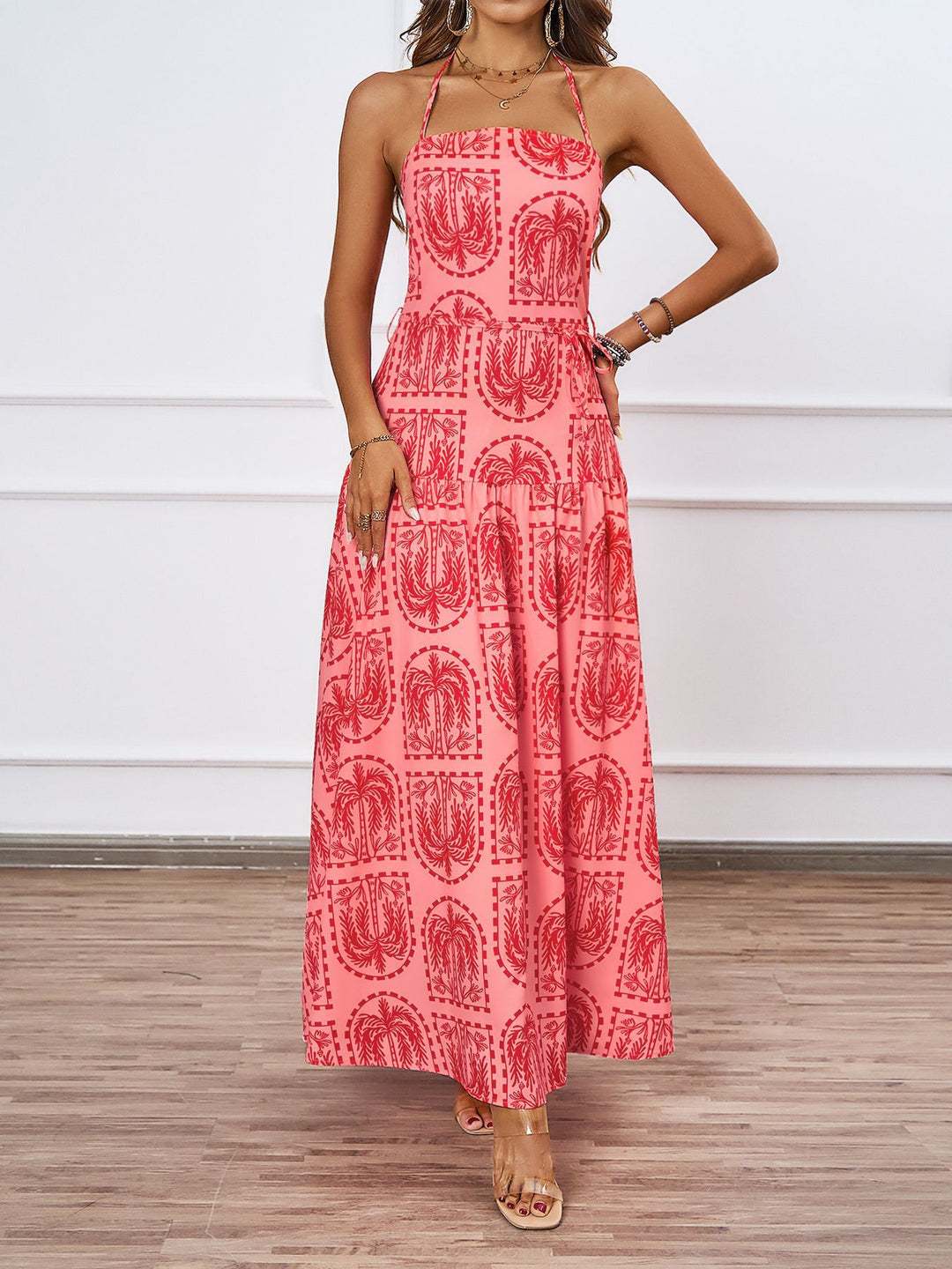 Damen Maxikleid mit raffiniertem Design und luftigen Trägern R&B