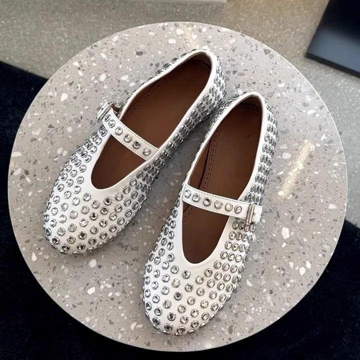 Damen Ballerinas mit funkelnden Strassverzierungen R&B
