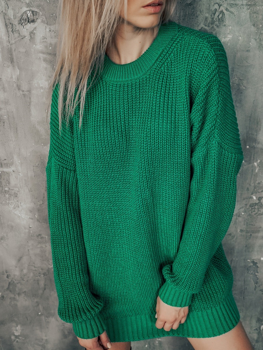 Damen lässiges Strickkleid mit oversized Schnitt und stylishen Gürtel R&B