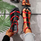 Damen Flauschige Riemchen-Sandalen mit komfortablem Fußbett und ergonomischem Design R&B