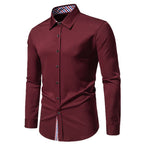 Herren elegantes Langarmhemd mit modernen Karodetails R&B