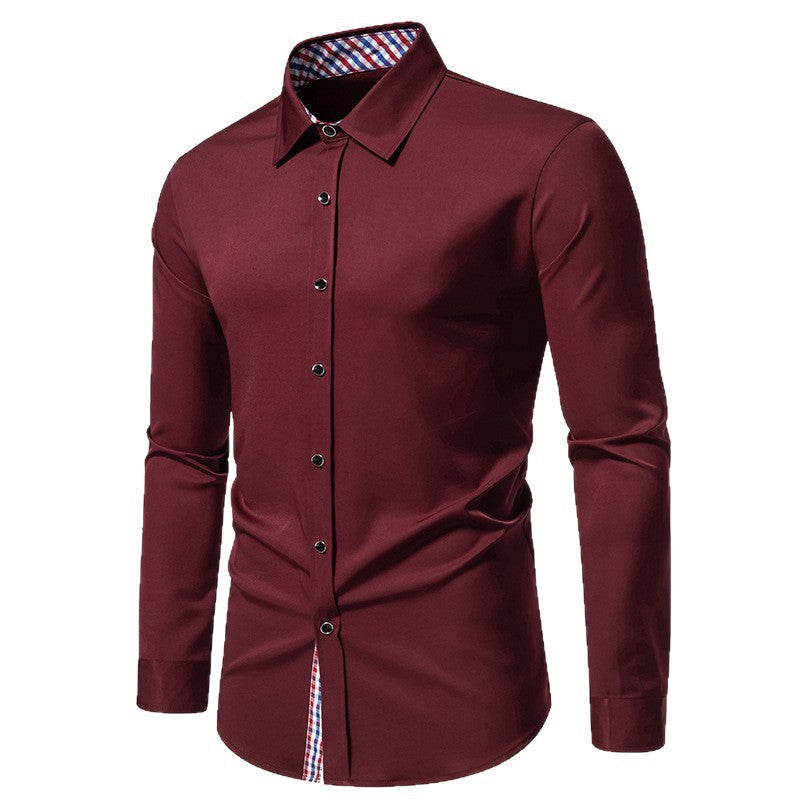 Herren elegantes Langarmhemd mit modernen Karodetails R&B